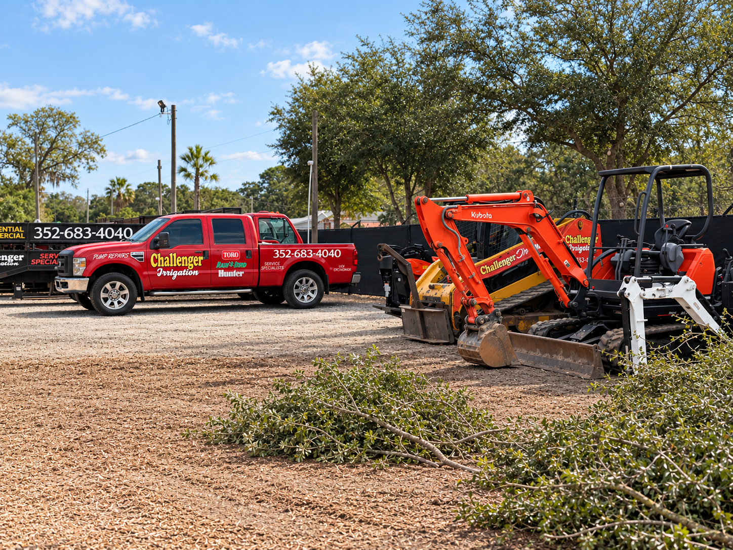 Challenger Irrigation service truck on an active irrigation job in Hernando County, FL